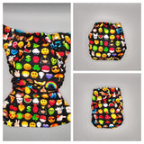 Cloth diaper SassyCloth one size pocket cloth diaper with emoji cotton print.