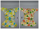 SassyCloth one size pocket cloth diaper with elephants PUL print.