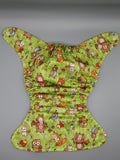 SassyCloth one size pocket cloth diaper with forest friends PUL print.