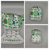 SassyCloth one size pocket cloth diaper with sport print S02.