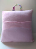 Pocket travel pillow, reading pillow with princess and reading saying embroidery, 16x16.