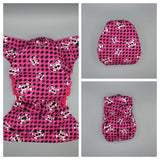 SassyCloth one size pocket cloth diaper with sculls cotton print.